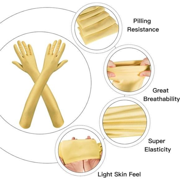 Long Opera Party Gloves for Women 1920s 20s Satin Gloves Costumes Elbow Length - Picture 4 of 6